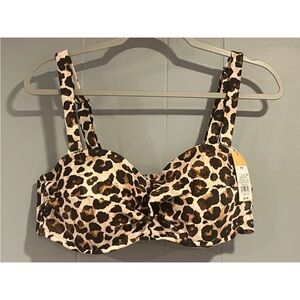 Kona Sol Leopard Print Swim Top